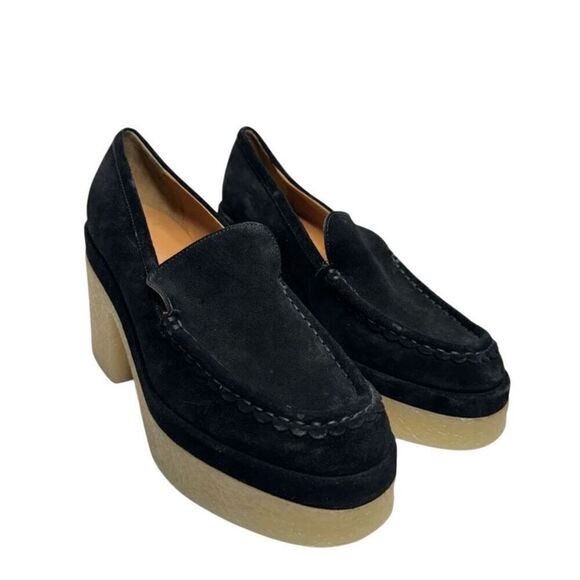Marc Fisher Lina Platform Loafer Size‎ 8.5 Suede Penny Light Black Slip On Shoes - Picture 2 of 9